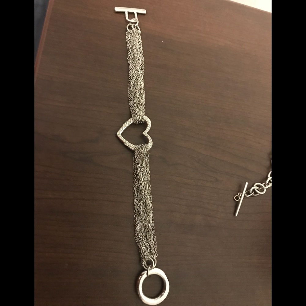 Pave heart, multi strand bracelet